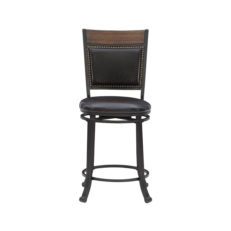 Home Square 3 Piece PU Upholstery Counter Stool Set in Rustic Umber Brown