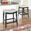 Home Square 2 Piece Saddle Polyester Upholstery Wood Counter Stool Set in Black