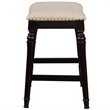 Home Square 2 Piece Saddle Polyester Upholstery Wood Counter Stool Set in Black