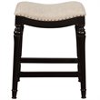 Home Square 2 Piece Saddle Polyester Upholstery Wood Counter Stool Set in Black