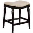 Home Square 3 Piece Saddle Polyester Upholstery Wood Counter Stool Set in Black