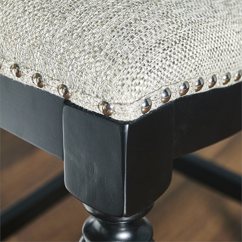 Home Square 3 Piece Saddle Polyester Upholstery Wood Counter Stool Set in Black