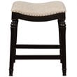 Home Square 3 Piece Saddle Polyester Upholstery Wood Counter Stool Set in Black