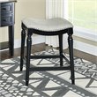 Home Square 3 Piece Saddle Polyester Upholstery Wood Counter Stool Set in Black