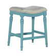 Home Square 3 Piece Saddle Polyester Upholstery Wood Counter Stool Set in Blue