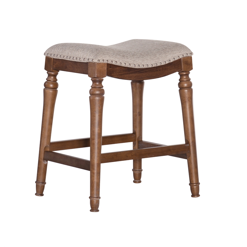 Home Square 3 Piece Saddle Polyester Upholstery Wood Counter Stool Set in Brown