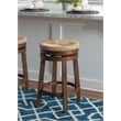 Home Square 2 Piece Solid Wood Swivel Rush Counter Stool Set in Walnut Brown