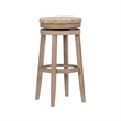 Home Square 2 Piece Solid Wood Swivel Rush Bar Stool Set in Natural Brown