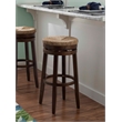 Home Square 3 Piece Solid Wood Swivel Rush Bar Stool Set in Walnut Brown