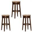 Home Square 3 Piece Solid Wood Swivel Rush Bar Stool Set in Walnut Brown