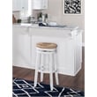 Home Square 3 Piece Swivel Solid Wood Rush Bar Stool Set in White