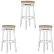 Home Square 3 Piece Swivel Solid Wood Rush Bar Stool Set in White