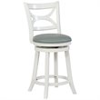 Home Square 2 Piece Swivel Wood Counter Stool Set with PU Seat in Cream