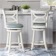 Home Square 2 Piece Swivel Wood Counter Stool Set with PU Seat in Cream