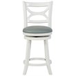 Home Square 3 Piece Swivel Wood Counter Stool Set with PU Seat in Cream