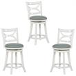 Home Square 3 Piece Swivel Wood Counter Stool Set with PU Seat in Cream