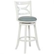 Home Square 2 Piece Swivel Wood Bar Stool Set with PU Seat in Cream