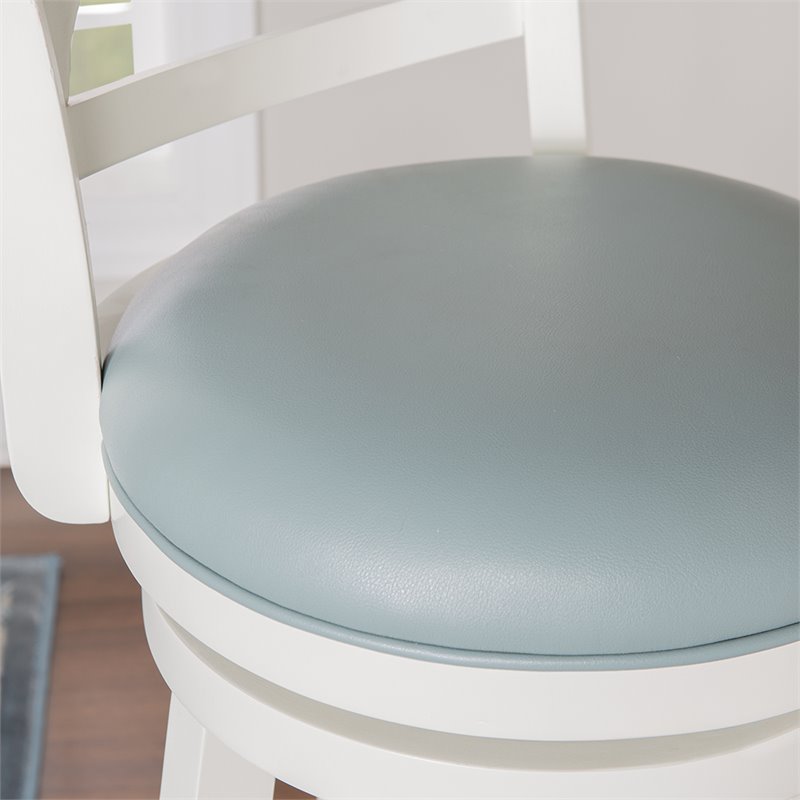 Home Square 2 Piece Swivel Wood Bar Stool Set with PU Seat in Cream