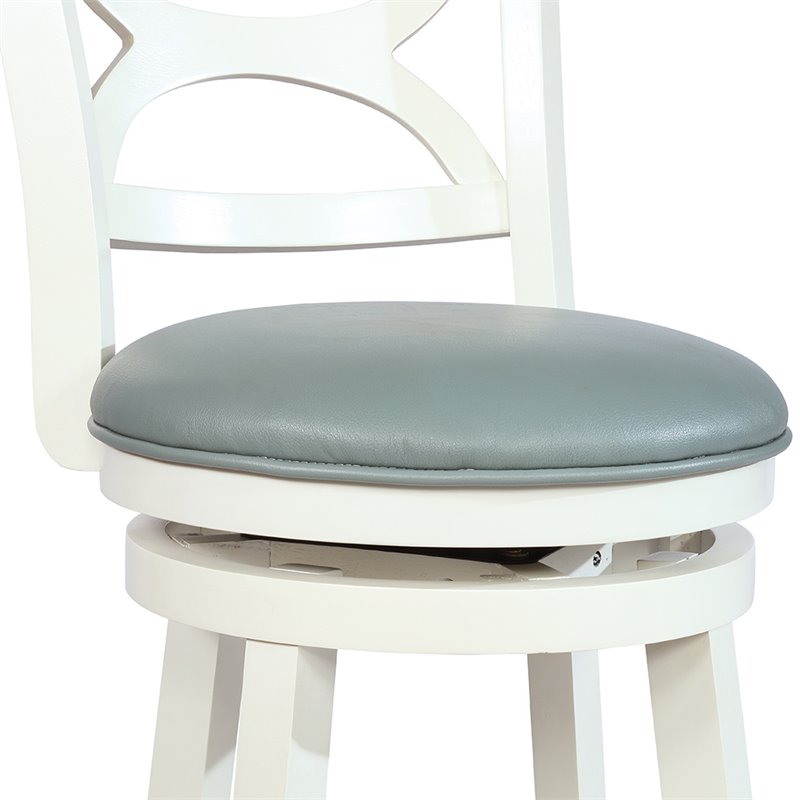 Home Square 2 Piece Swivel Wood Bar Stool Set with PU Seat in Cream