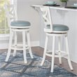 Home Square 2 Piece Swivel Wood Bar Stool Set with PU Seat in Cream