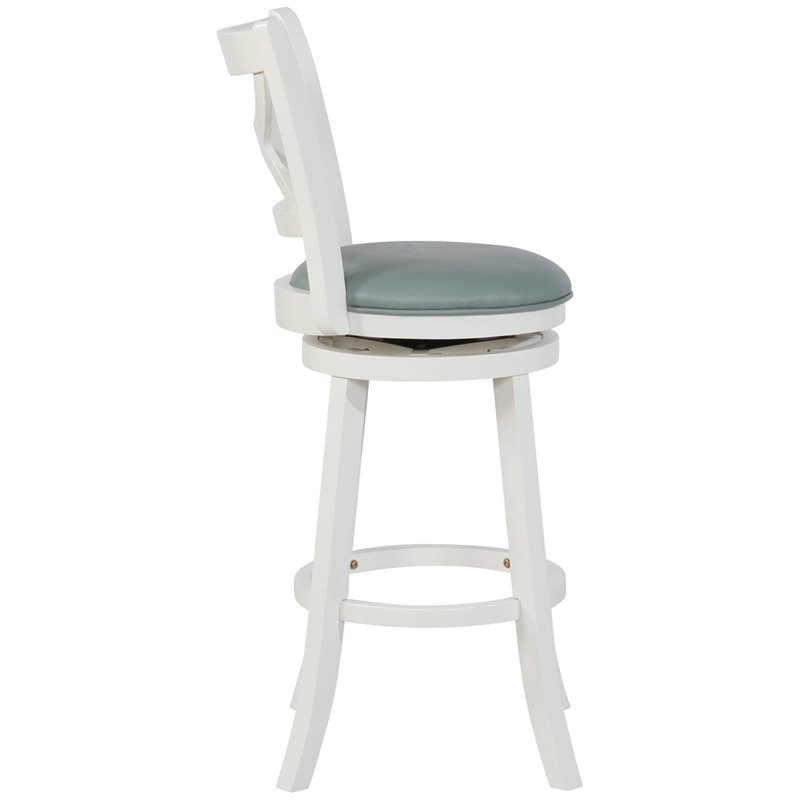 Home Square 2 Piece Swivel Wood Bar Stool Set with PU Seat in Cream