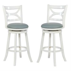 home square swivel wood bar stool set with pu seat in cream