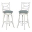 Home Square 2 Piece Swivel Wood Bar Stool Set with PU Seat in Cream
