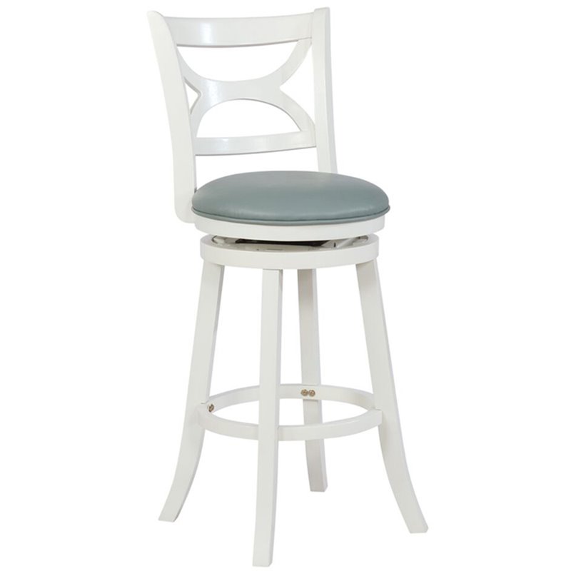 Home Square 3 Piece Swivel Wood Bar Stool Set with PU Seat in Cream