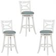 Home Square 3 Piece Swivel Wood Bar Stool Set with PU Seat in Cream