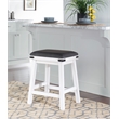 Home Square 2 Piece Wood Backless Counter Stool Set Soft PU Fabric Seat in White