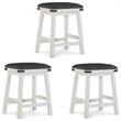Home Square 3 Piece Wood Backless Counter Stool Set Soft PU Fabric Seat in White