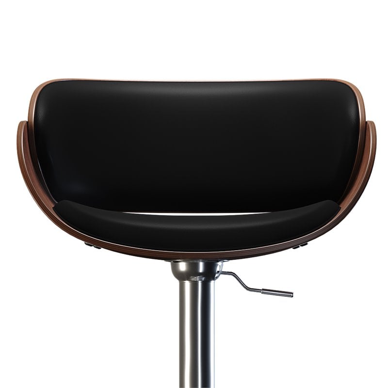 Home Square 3 Piece Adjustable Swivel Faux Leather Bar Stool Set in Black