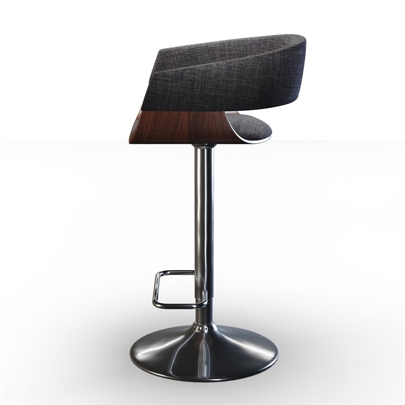 Home Square 2 Piece Adjustable Swivel Fabric Bar Stool Set in Charcoal Gray