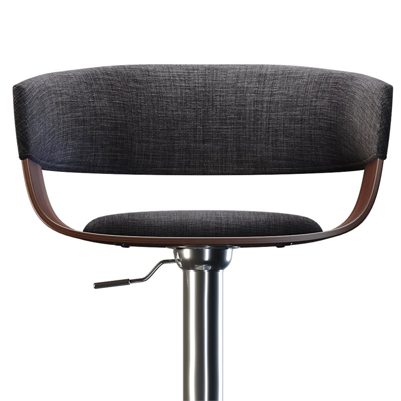 Home Square 2 Piece Adjustable Swivel Fabric Bar Stool Set in Charcoal Gray