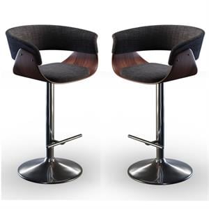 Home Square 2 Piece Adjustable Swivel Fabric Counter Stool Set in Charcoal Gray