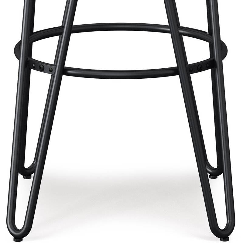Home Square 2 Piece Industrial Round Wood Top Barstool Set in Natural and Black