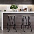 Home Square 2 Piece Industrial Round Wood Top Barstool Set in Natural and Black