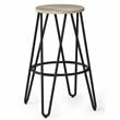 Home Square 3 Piece Industrial Round Wood Top Barstool Set in Natural and Black