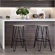 Home Square 3 Piece Industrial Round Wood Top Barstool Set in Natural and Black