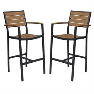 home square aluminum patio bar stool set in black and brown