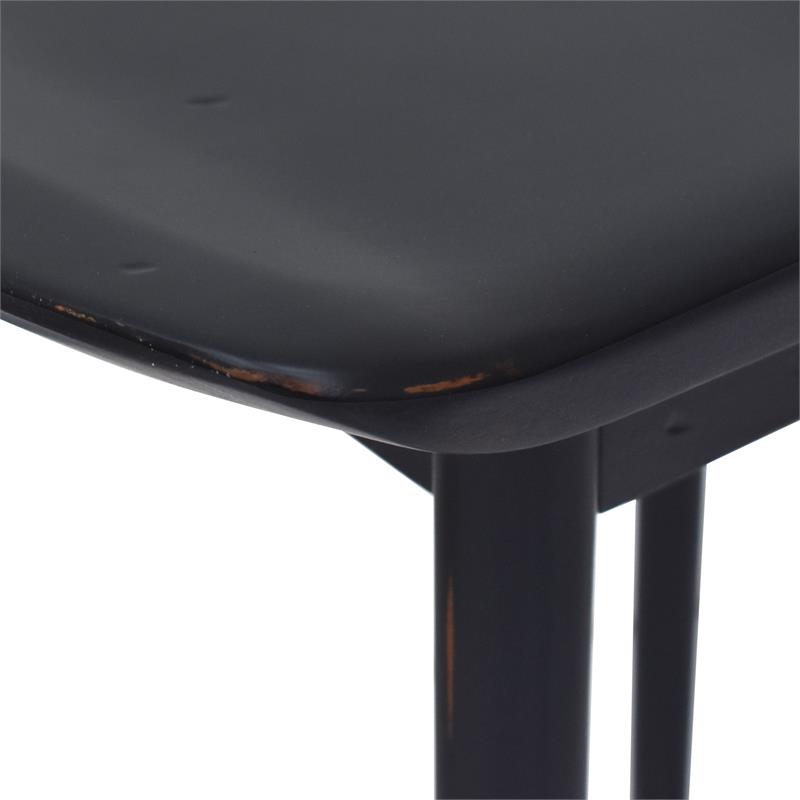 Home Square 3 Piece Solid Acacia Wood Counter Stool Set in Black