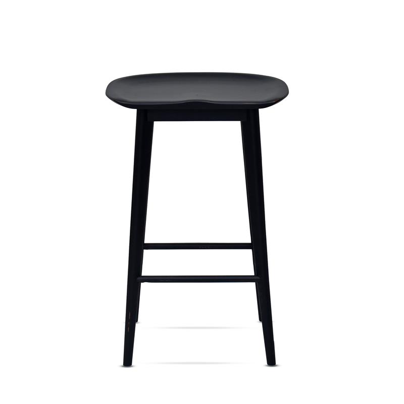 Home Square 3 Piece Solid Acacia Wood Counter Stool Set in Black