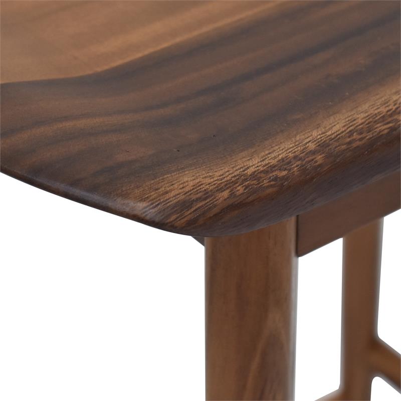 Home Square 2 Piece Solid Acacia Wood Counter Stool Set in Natural