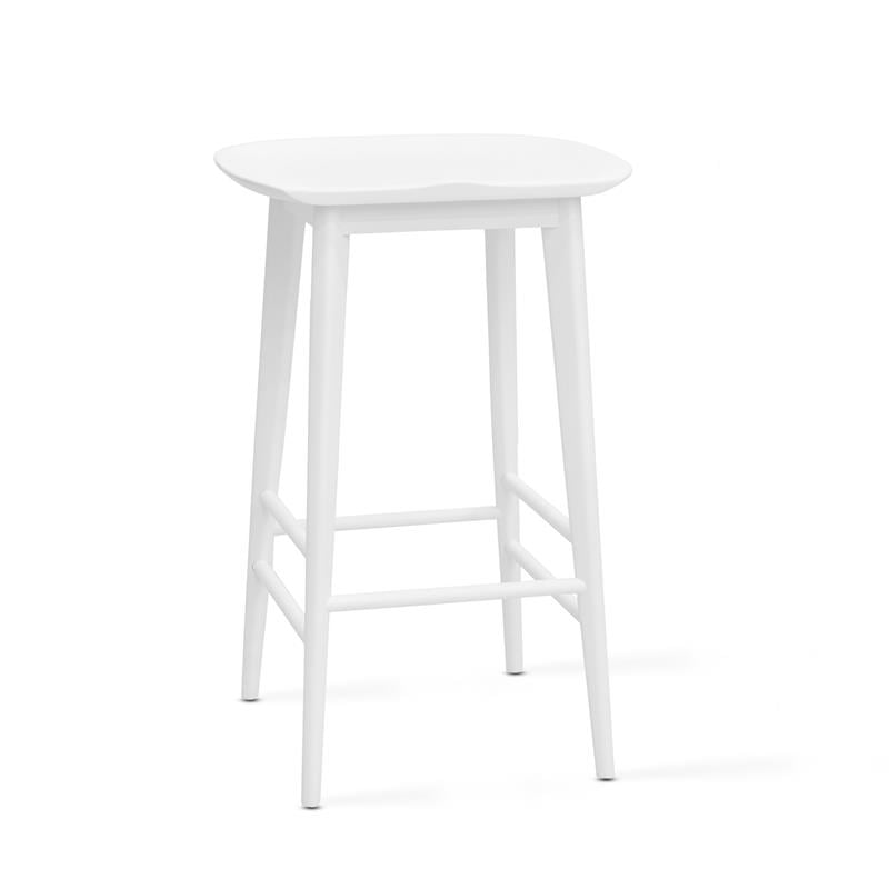 Home Square 2 Piece Solid Acacia Wood Counter Stool Set in White
