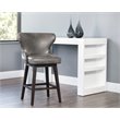 Home Square 2 Piece Transitional Faux Leather Swivel Counter Stool Set in Gray
