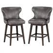 Home Square 2 Piece Transitional Faux Leather Swivel Counter Stool Set in Gray