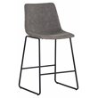 Home Square 2 Piece Faux Leather and Steel Counter Stool Set in Antique Gray