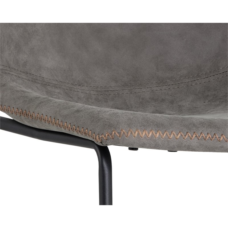 Home Square 2 Piece Faux Leather and Steel Counter Stool Set in Antique Gray