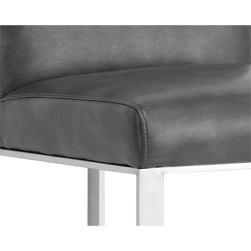 Home Square 2 Piece Metal Base Bonded Leather Counter Stool Set in Gray/White