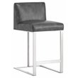 Home Square 3 Piece Metal Base Bonded Leather Counter Stool Set in Gray/White